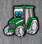 Applikation Bügelbild Traktor mit gesicht  grün