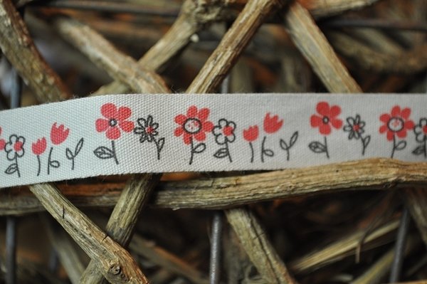 Baumwollband Blumen