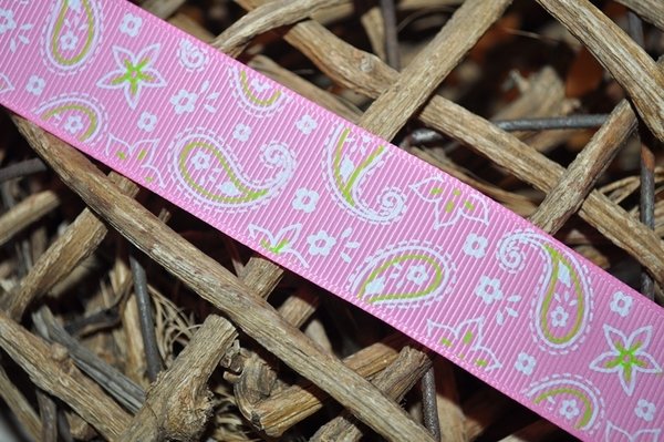 Ripsband Paisley breit rosa