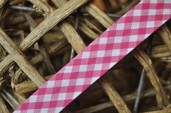 Schrägband maxi vichy karo gefalzt 18 mm pink