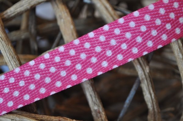 Köperband pink mit Tupfen 18 mm