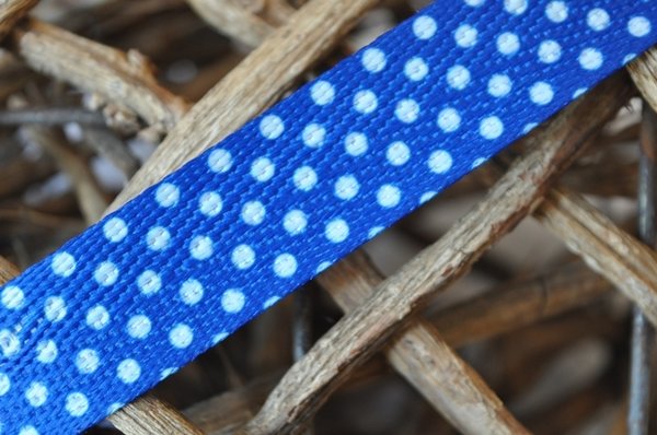 Köperband Royalblau mit Tupfen 18 mm
