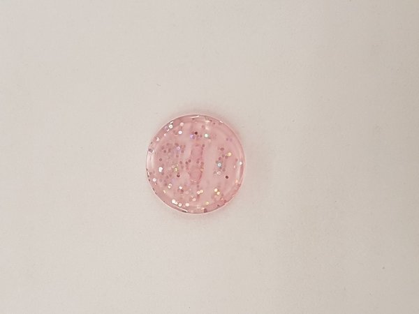 Polyester Knopf 2-Loch Glitzer rosa 15mm
