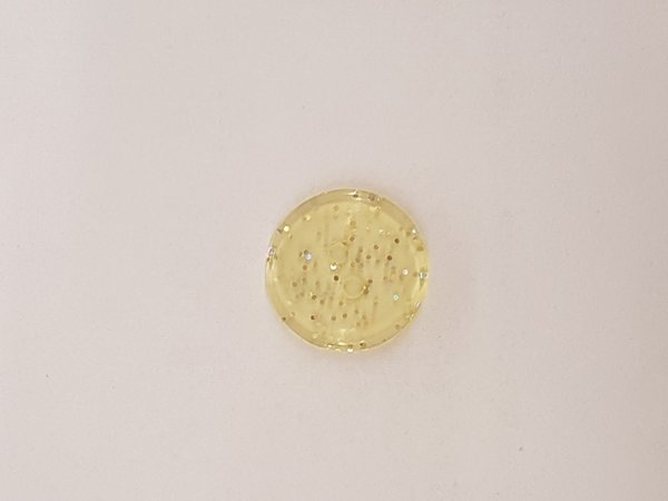 Polyester Knopf 2-Loch Glitzer gelb 15mm