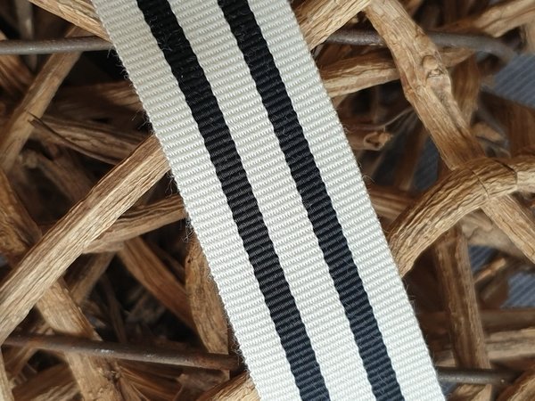 Ripsband creme/schwarz 24mm