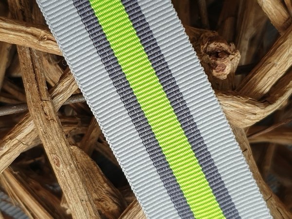 Ripsband grau/neongelb 25mm