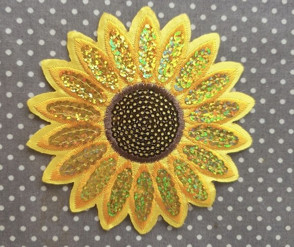 Applikation/Bügelbild Sonnenblume Pailletten